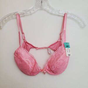 Vintage deadstock pink push up bra 34B